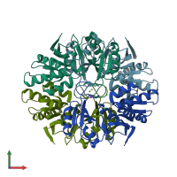 PDB entry 1lk5 coloured by chain, front view.