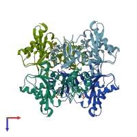 PDB entry 1lk7 coloured by chain, top view.