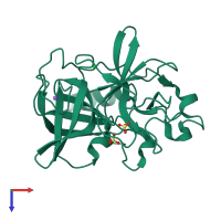 PDB entry 1lkb coloured by chain, top view.