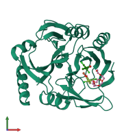 PDB entry 1lkd coloured by chain, front view.