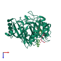 PDB entry 1lkd coloured by chain, top view.