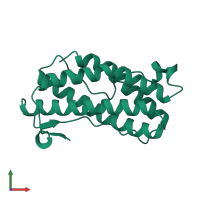 PDB entry 1lki coloured by chain, front view.