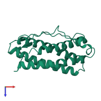 PDB entry 1lki coloured by chain, top view.