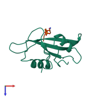 Hetero dimeric assembly 1 of PDB entry 1lkl coloured by chemically distinct molecules, top view.