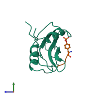 PDB entry 1lkl coloured by chain, side view.