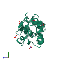 PDB entry 1lks coloured by chain, side view.