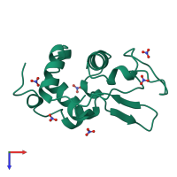PDB entry 1lks coloured by chain, top view.