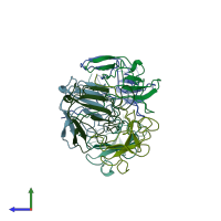 PDB entry 1lkt coloured by chain, side view.