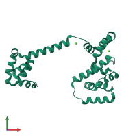 PDB entry 1lkv coloured by chain, front view.