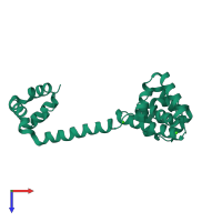 PDB entry 1lkv coloured by chain, top view.