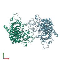 PDB entry 1ll7 coloured by chain, front view.
