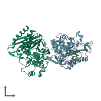 PDB entry 1ll9 coloured by chain, front view.