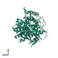PDB entry 1lla coloured by chain, side view.