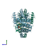 PDB entry 1lld coloured by chain, side view.