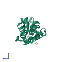 PDB entry 1llh coloured by chain, side view.
