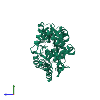 PDB entry 1lls coloured by chain, side view.