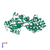 PDB entry 1lls coloured by chain, top view.