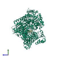 PDB entry 1llz coloured by chain, side view.