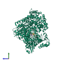 PDB entry 1lm1 coloured by chain, side view.