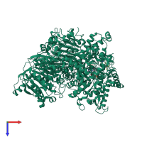 PDB entry 1lm1 coloured by chain, top view.