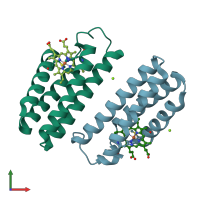 PDB entry 1lm3 coloured by chain, front view.