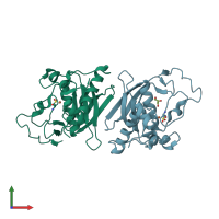PDB entry 1lm4 coloured by chain, front view.