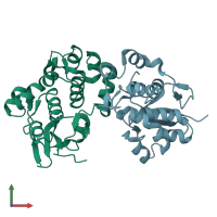 PDB entry 1lm5 coloured by chain, front view.