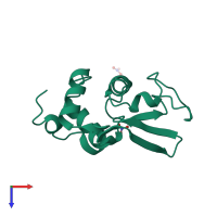 PDB entry 1lma coloured by chain, top view.