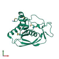 PDB entry 1lmh coloured by chain, front view.