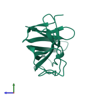 PDB entry 1lmi coloured by chain, side view.
