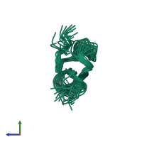 PDB entry 1lmm coloured by chain, ensemble of 20 models, side view.