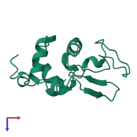 PDB entry 1lmn coloured by chain, top view.