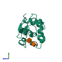 PDB entry 1lmo coloured by chain, side view.