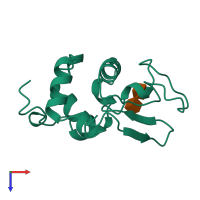 PDB entry 1lmo coloured by chain, top view.