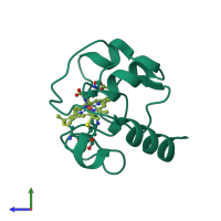 PDB entry 1lms coloured by chain, side view.