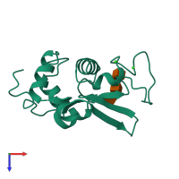 PDB entry 1lmt coloured by chain, top view.