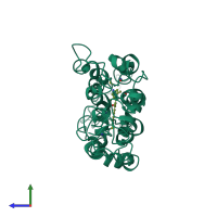 PDB entry 1ln6 coloured by chain, side view.