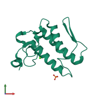 PDB entry 1ln8 coloured by chain, front view.