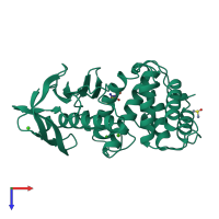 PDB entry 1lnb coloured by chain, top view.