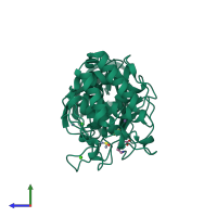 PDB entry 1lnc coloured by chain, side view.