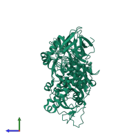 PDB entry 1lns coloured by chain, side view.