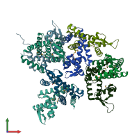 PDB entry 1lnw coloured by chain, front view.