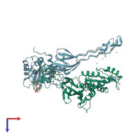 PDB entry 1lnz coloured by chain, top view.