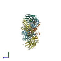 PDB entry 1lo0 coloured by chain, side view.