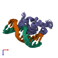 PDB entry 1lo1 coloured by chain, ensemble of 20 models, top view.