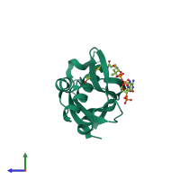 PDB entry 1lo9 coloured by chain, side view.