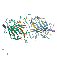 PDB entry 1log coloured by chain, front view.