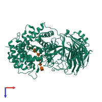 PDB entry 1loh coloured by chain, top view.