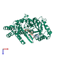 PDB entry 1lon coloured by chain, top view.