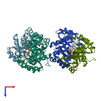 PDB entry 1los coloured by chain, top view.